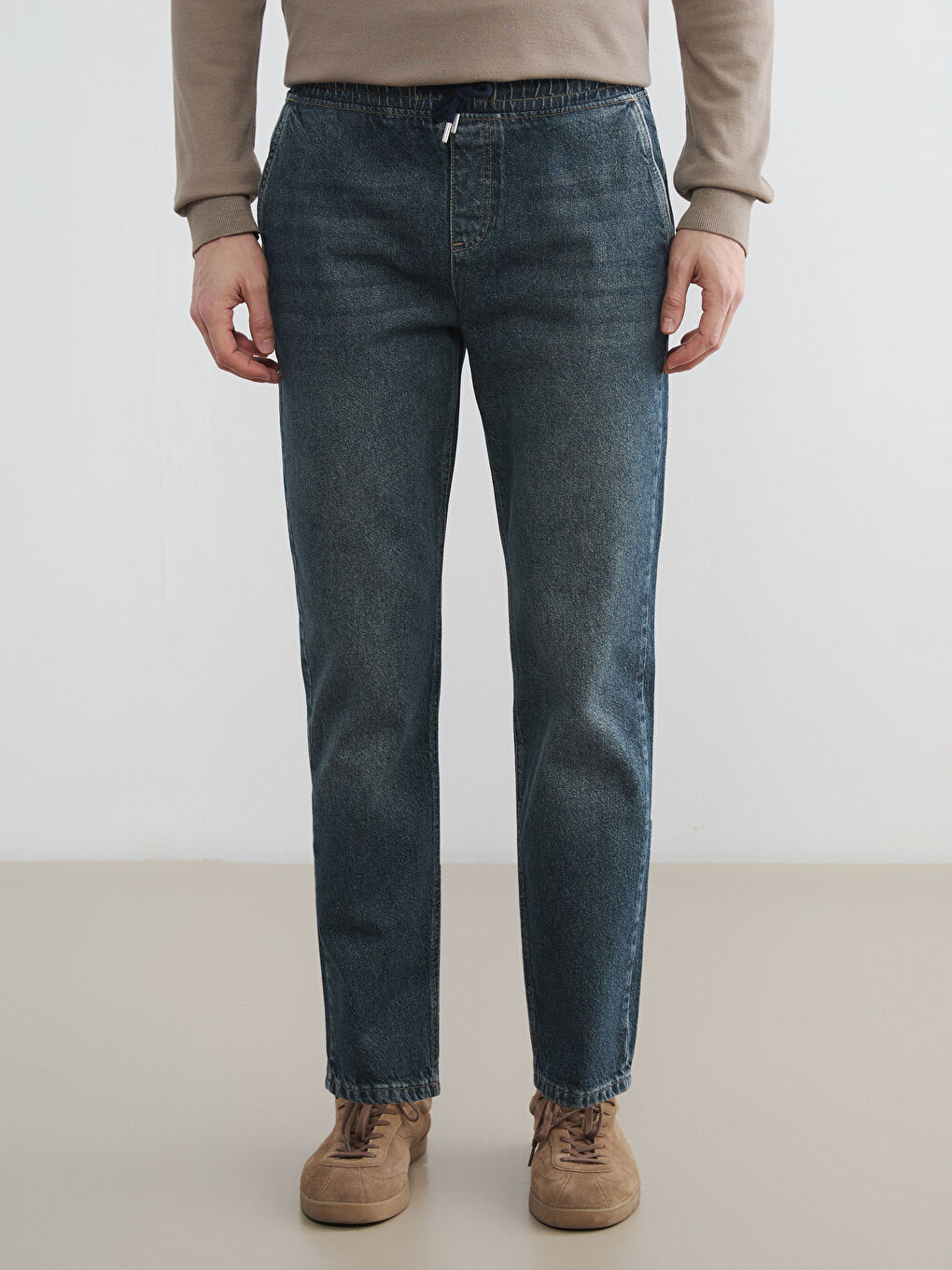 Yeşil Straight Fit Erkek Jean Pantolon-1