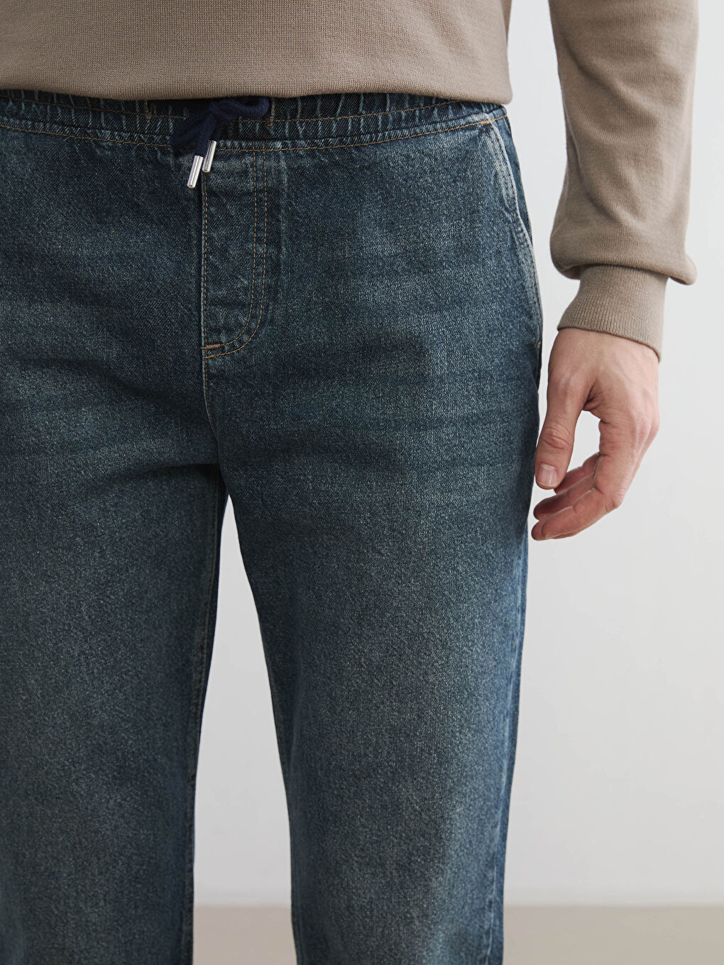 Yeşil Straight Fit Erkek Jean Pantolon-2