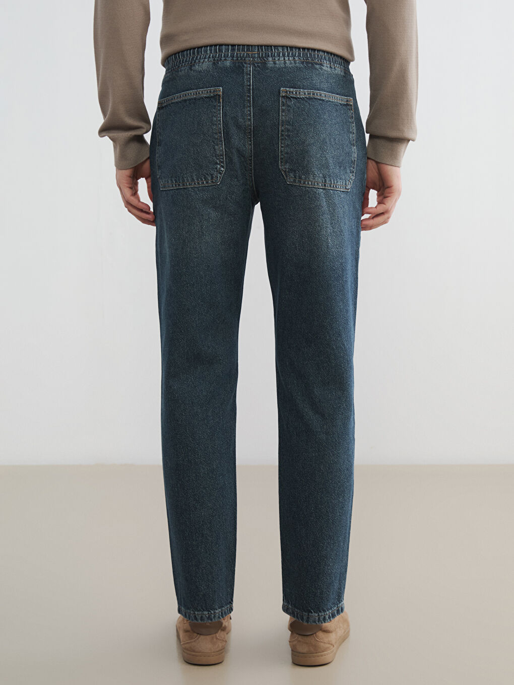 Yeşil Straight Fit Erkek Jean Pantolon-3