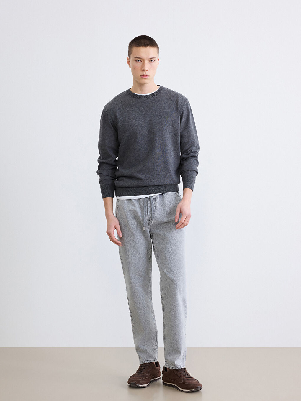 Gri Straight Fit Erkek Jean Pantolon