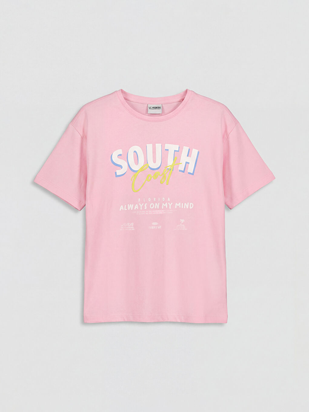 Pembe Bisiklet Yaka Baskılı Kız Çocuk Tişört 2'li-1