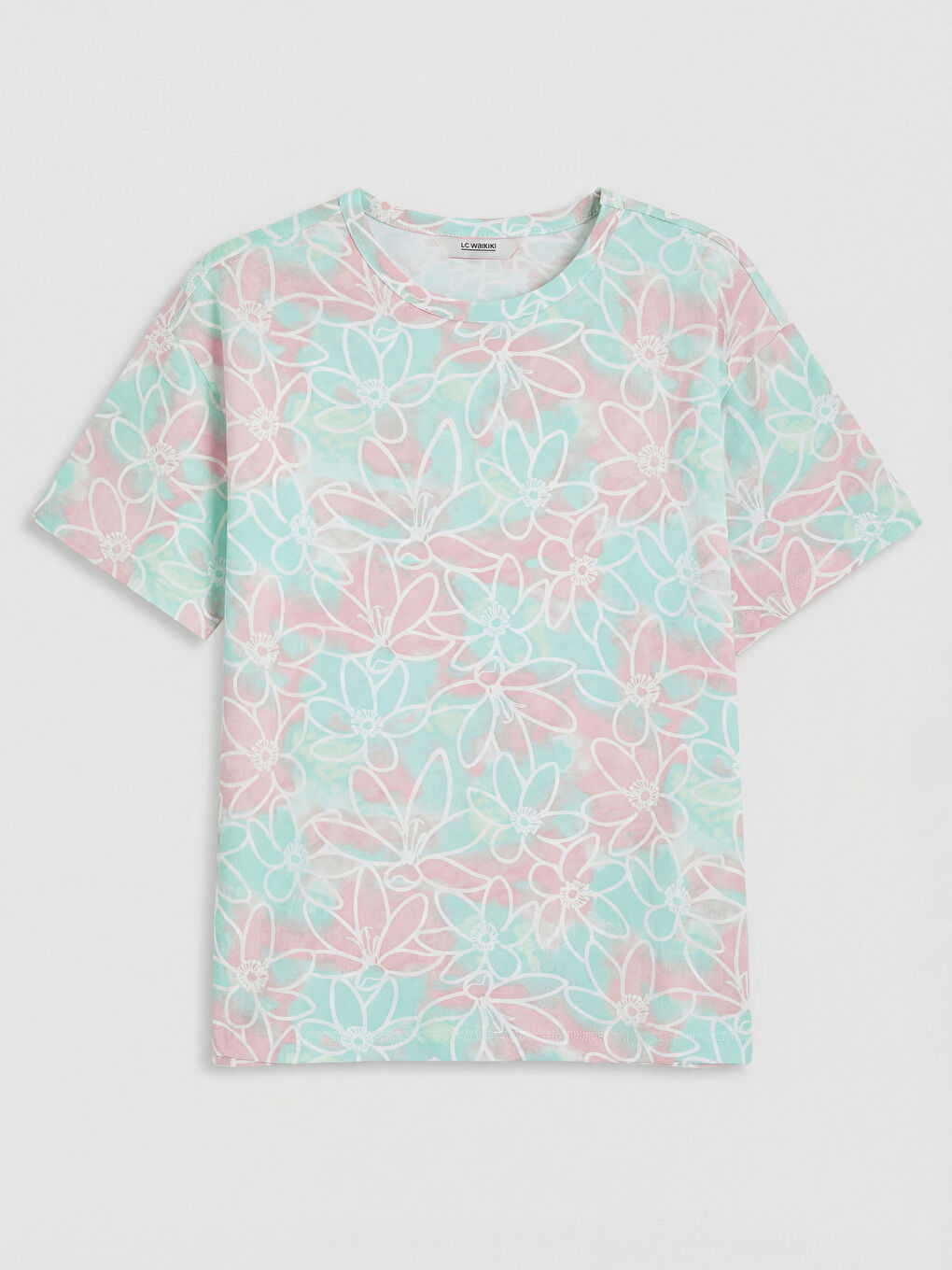 Pembe Bisiklet Yaka Desenli Kız Çocuk 2'li Tişört-3