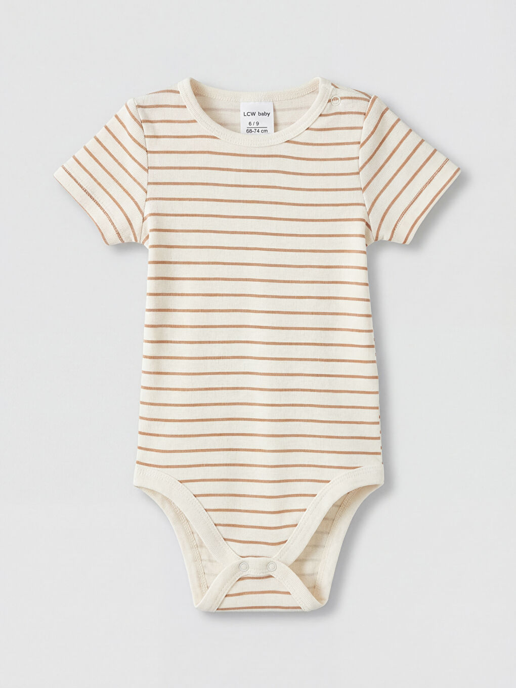 Kahverengi  Bisiklet Yaka Erkek Bebek Çıtçıtlı Body 2'li-1