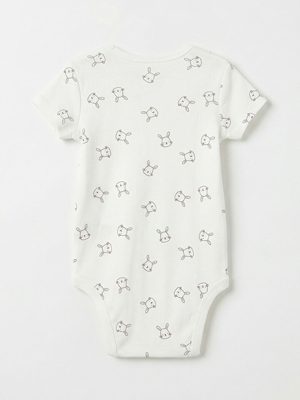 Ekru Tavşan Baskılı Kız Bebek Çıtçıtlı Body 3'lü-4