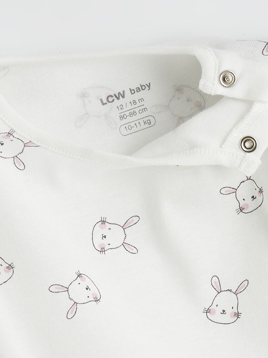 Ekru Tavşan Baskılı Kız Bebek Çıtçıtlı Body 3'lü-2