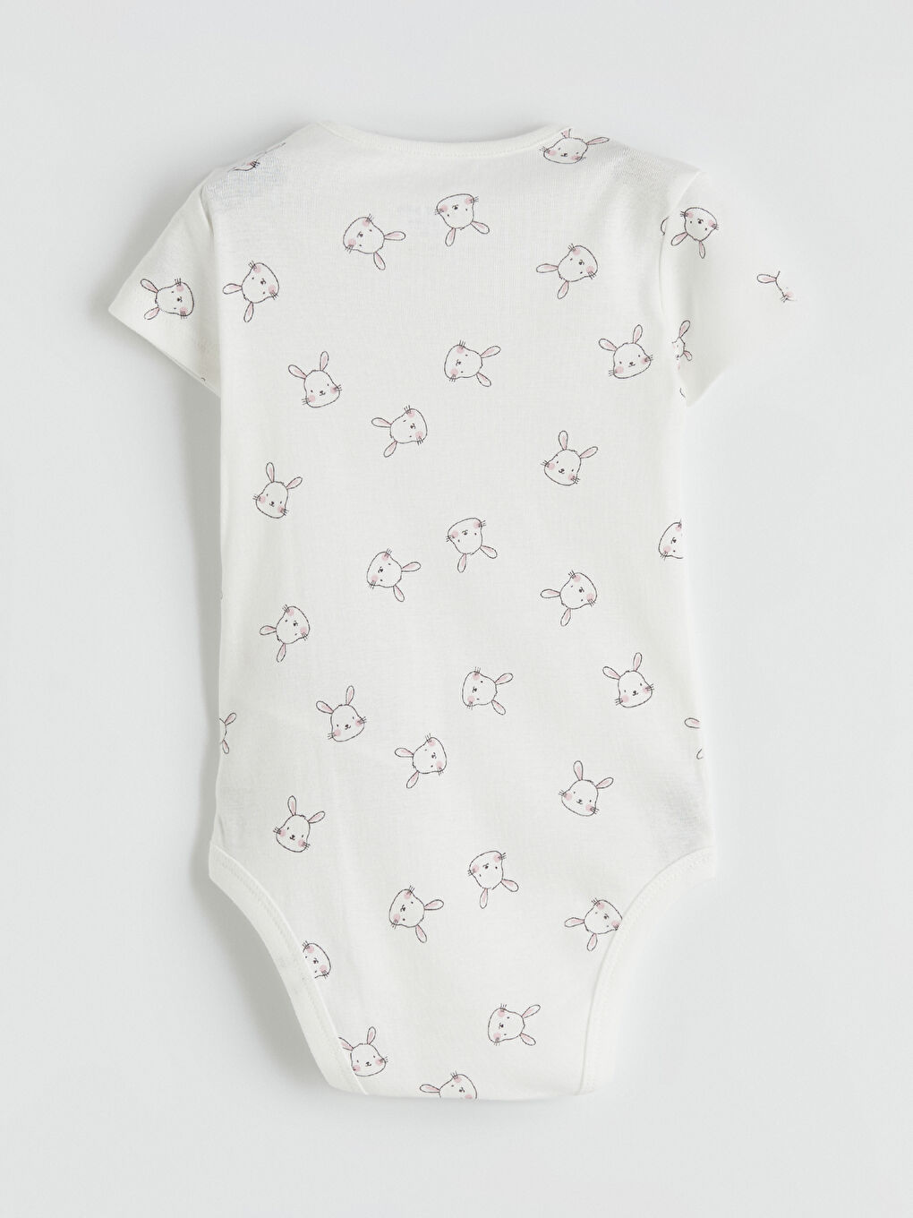 Ekru Tavşan Baskılı Kız Bebek Çıtçıtlı Body 3'lü-3