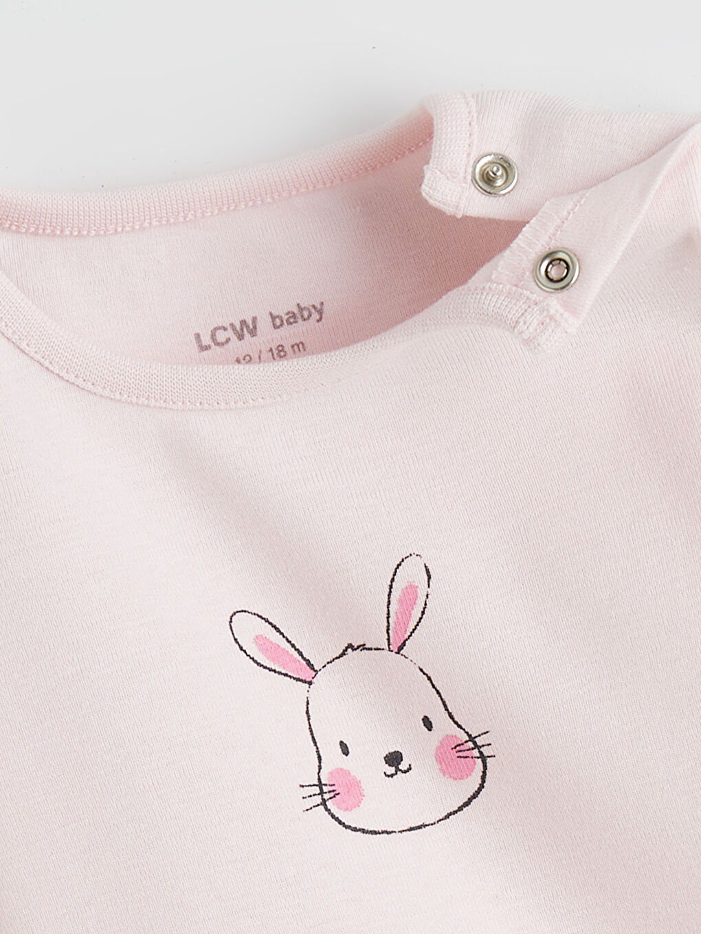 Ekru Tavşan Baskılı Kız Bebek Çıtçıtlı Body 3'lü-4