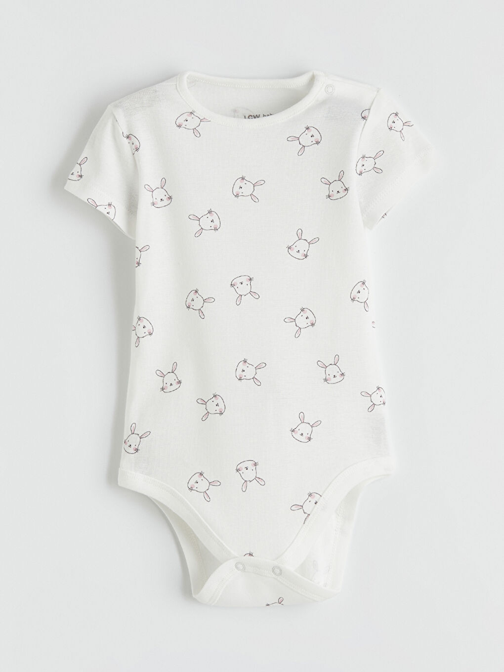 Ekru Tavşan Baskılı Kız Bebek Çıtçıtlı Body 3'lü-11