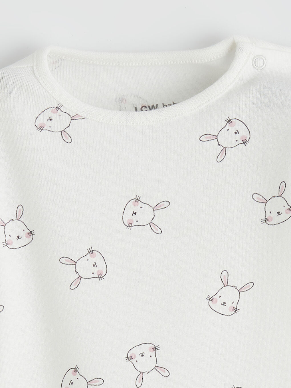 Ekru Tavşan Baskılı Kız Bebek Çıtçıtlı Body 3'lü-12