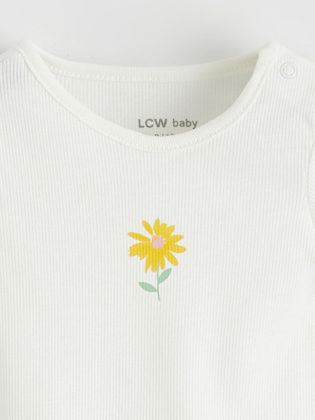 Ekru Çiçekli Kız Bebek Çıtçıtlı Body-2