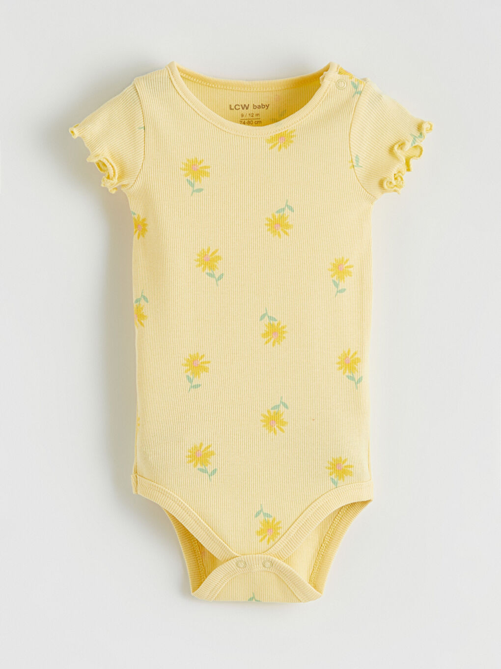 Sarı Çiçekli Kız Bebek Çıtçıtlı Body