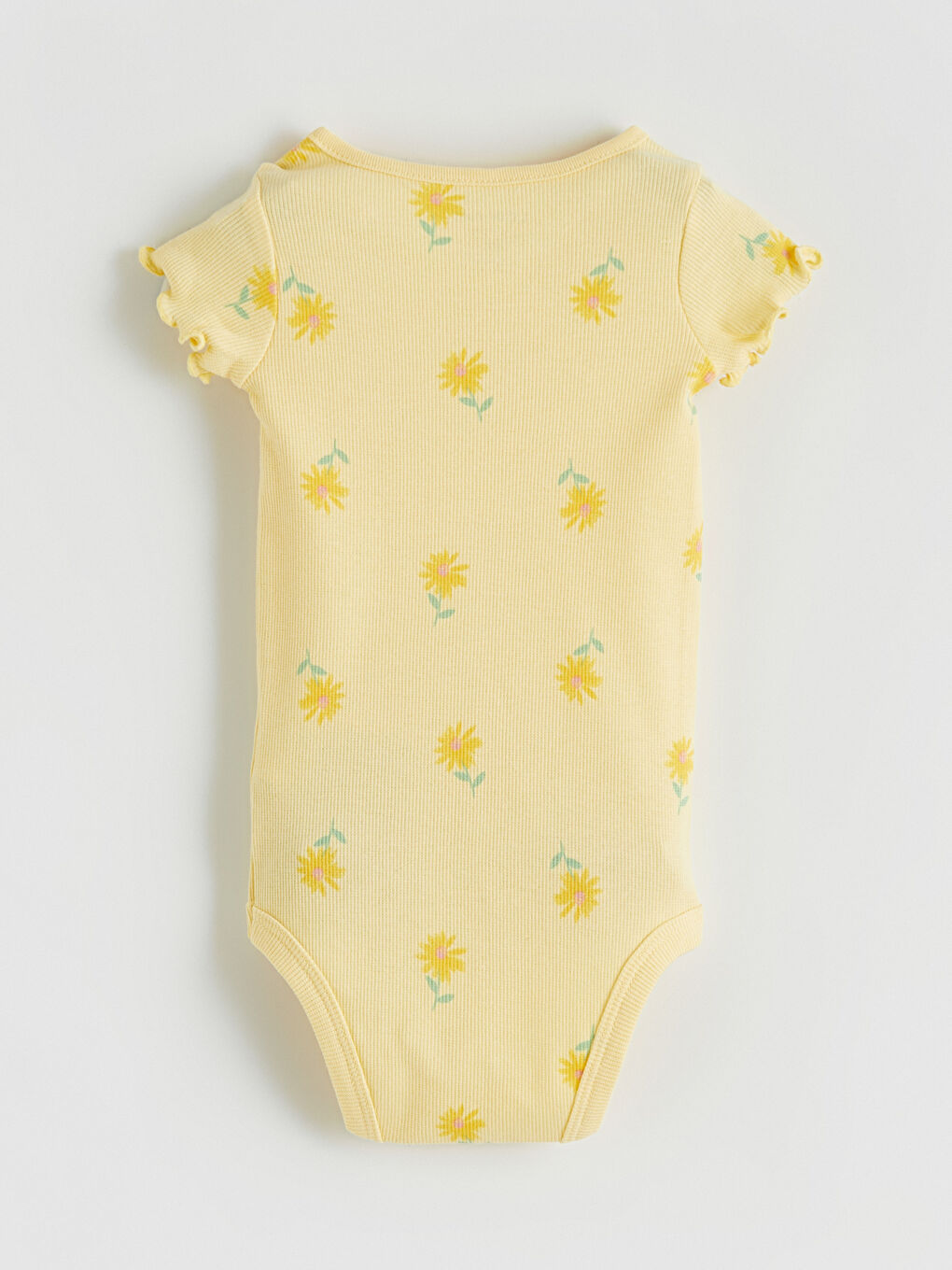 Sarı Çiçekli Kız Bebek Çıtçıtlı Body-1