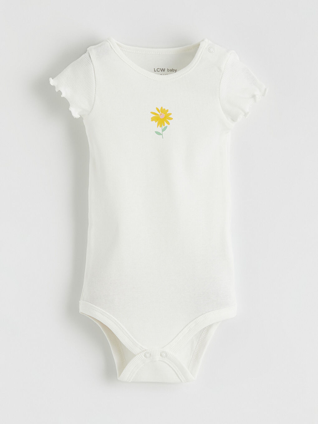 Sarı Çiçek Baskılı Kız Bebek Çıtçıtlı Body 2'li-1