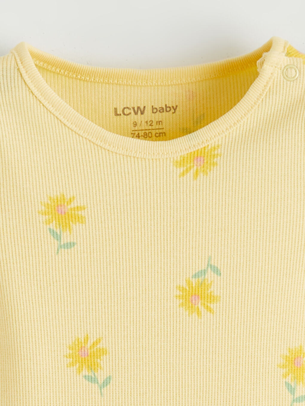 Sarı Çiçek Baskılı Kız Bebek Çıtçıtlı Body 2'li-5