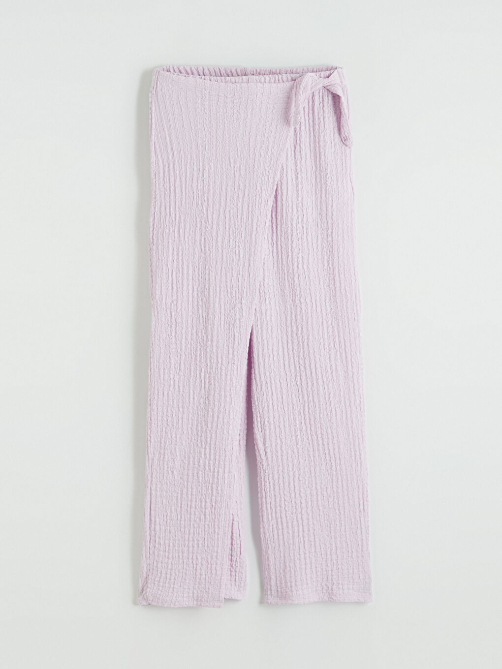 Lila Beli Lastikli Bağlama Detaylı Kız Çocuk Pantolon