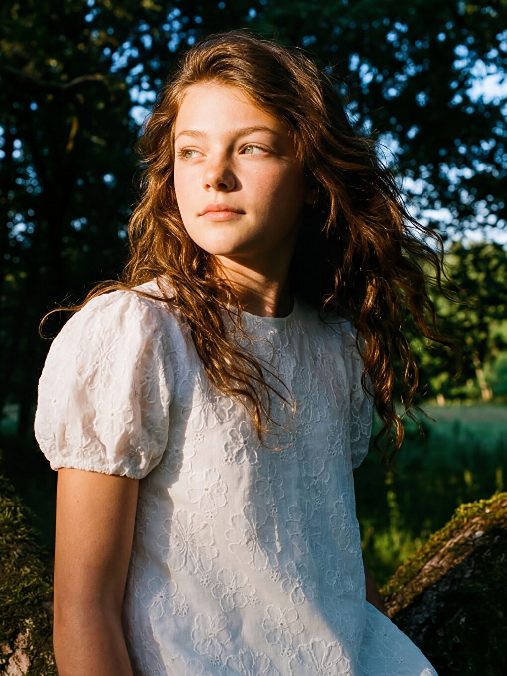 Beyaz Bisiklet Yaka Çiçekli Kız Çocuk Elbise-2