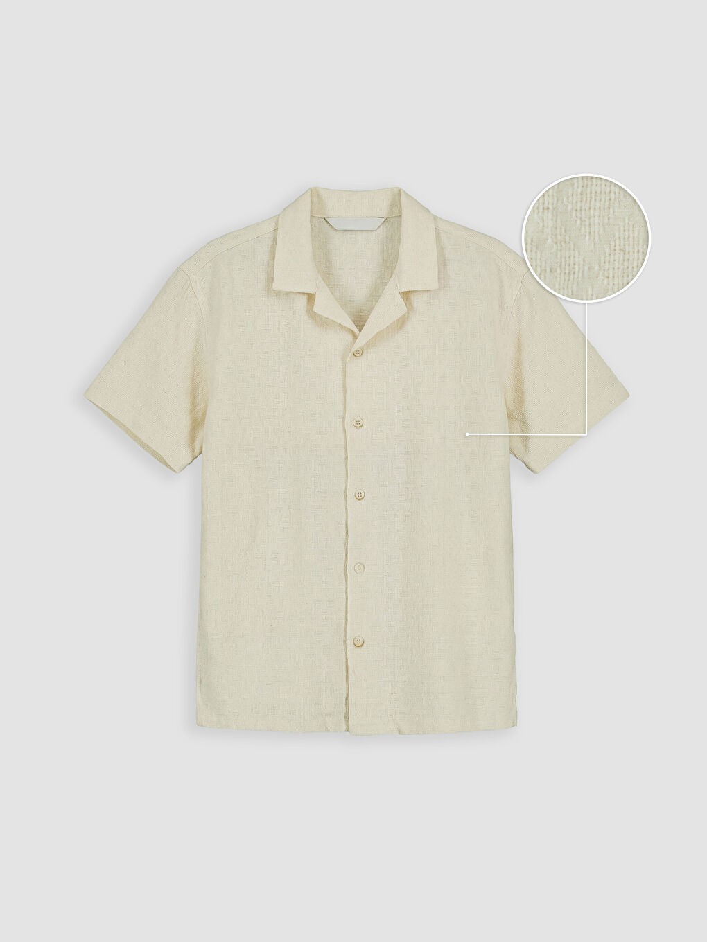 Ekru Keten Karışımlı Erkek Çocuk Gömlek