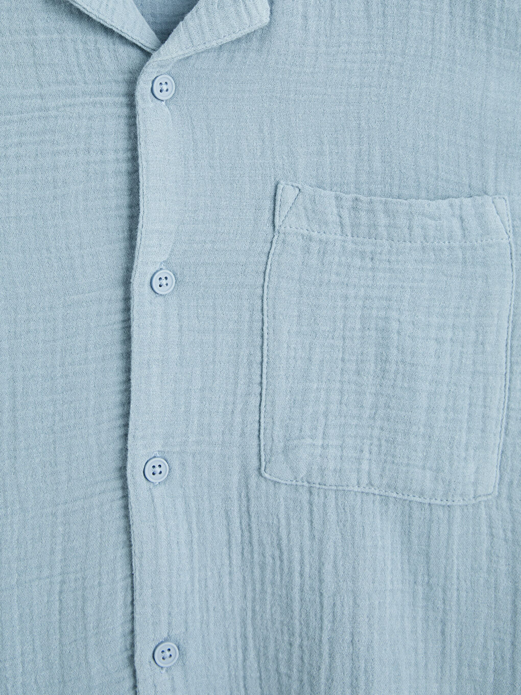 Mavi Kısa Kollu Erkek Çocuk Müslin Gömlek-2