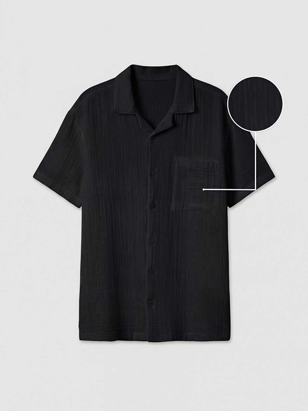 Siyah Kısa Kollu Erkek Çocuk Müslin Gömlek