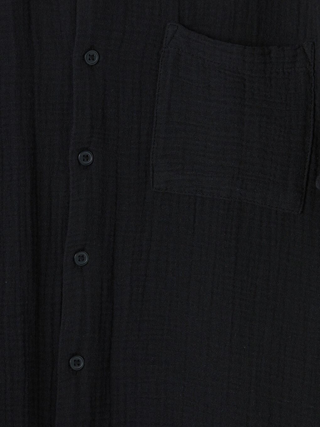 Siyah Kısa Kollu Erkek Çocuk Müslin Gömlek-2