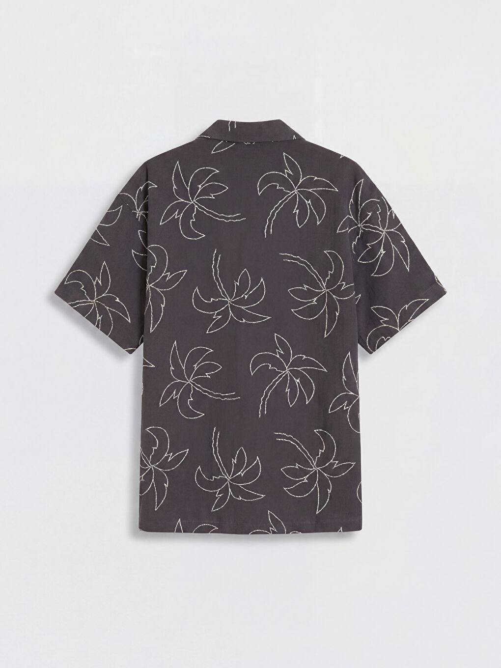 Beyaz Palmiye Nakışlı Müslin Erkek Çocuk Gömlek-1