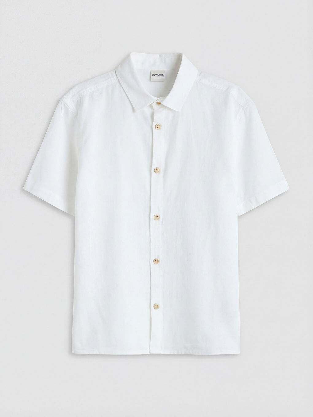 Beyaz Keten Karışımlı Erkek Çocuk Gömlek