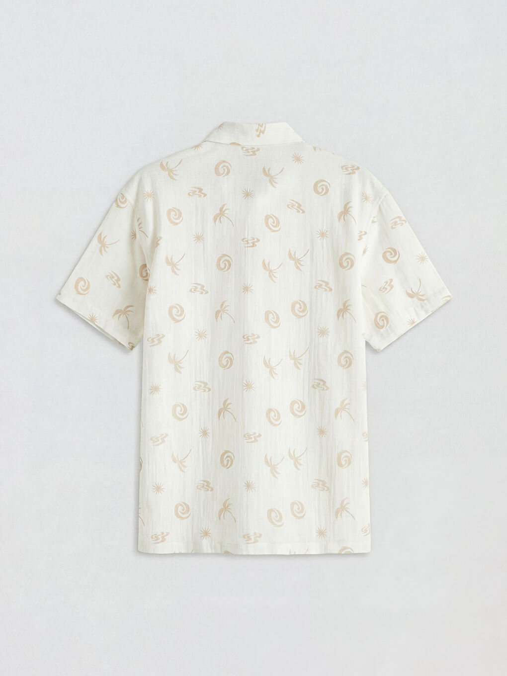 Bej Desenli Müslin Erkek Çocuk Gömlek-1