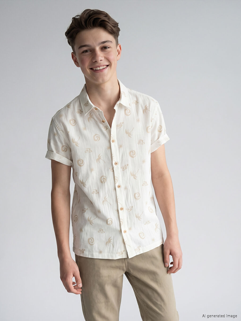 Patterned Muslin Boys' Shirt