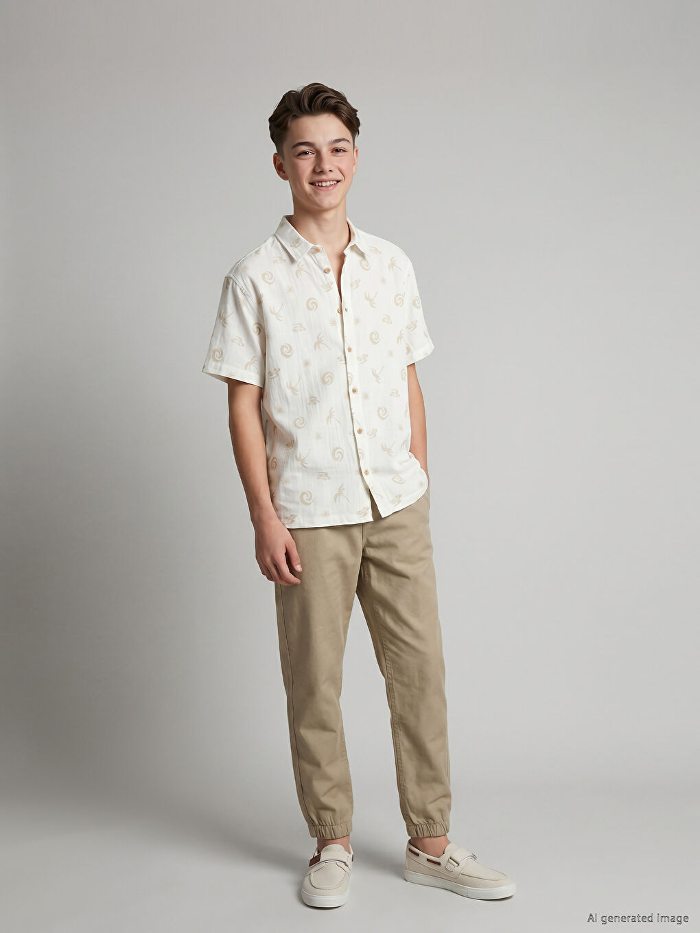 Patterned Muslin Boys' Shirt-1