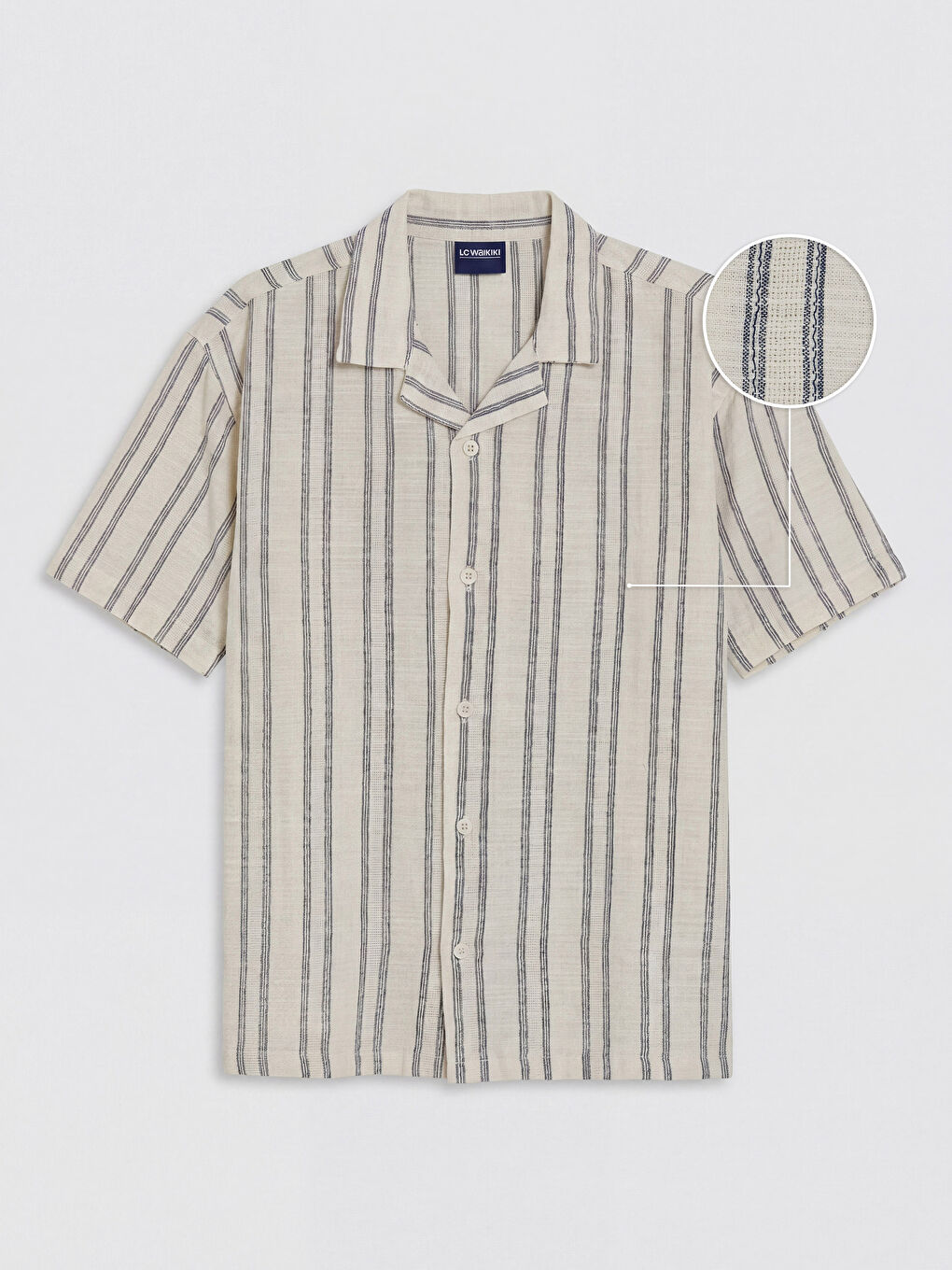 Ekru Resort Yaka Çizgili Armürlü Erkek Çocuk Gömlek