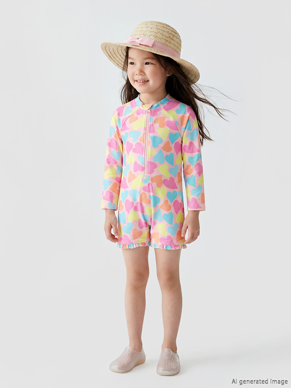 UV Protected Girls' Swimsuit