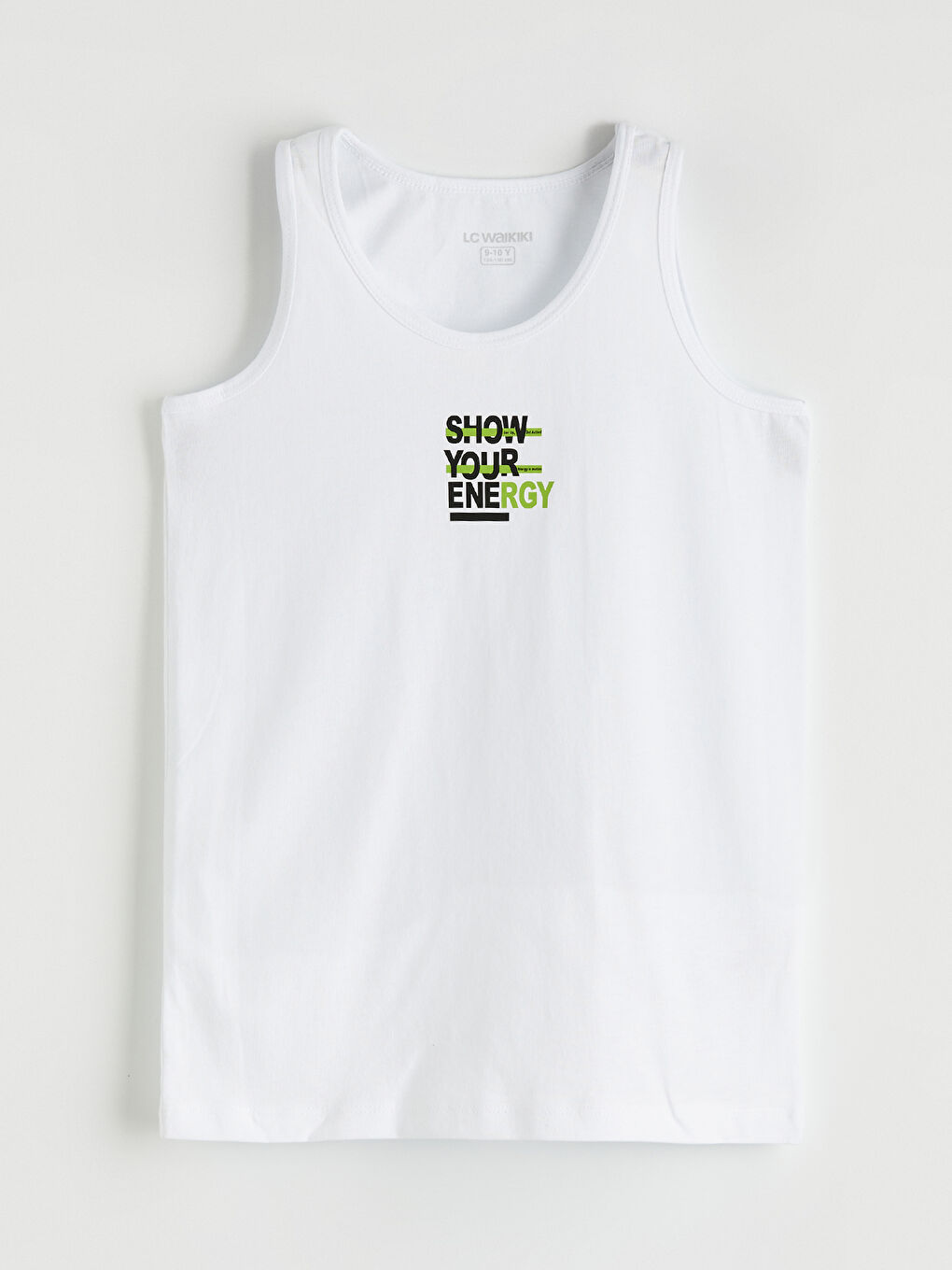 Beyaz Bisiklet Yaka Baskılı Erkek Çocuk Atlet 2'li-1