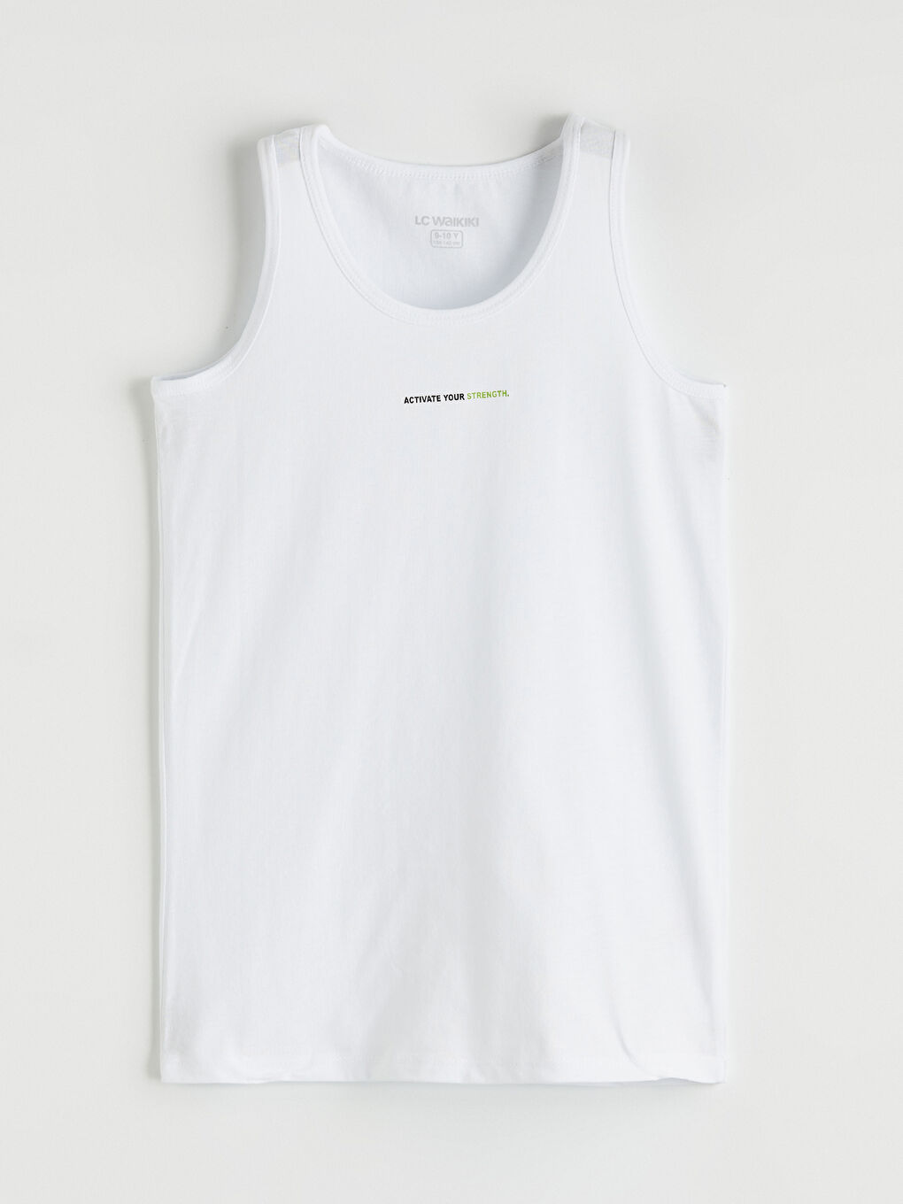 Beyaz Bisiklet Yaka Baskılı Erkek Çocuk Atlet 2'li-4