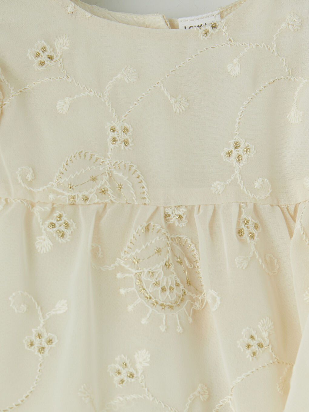 Ekru Nakışlı Kız Bebek Elbise-2