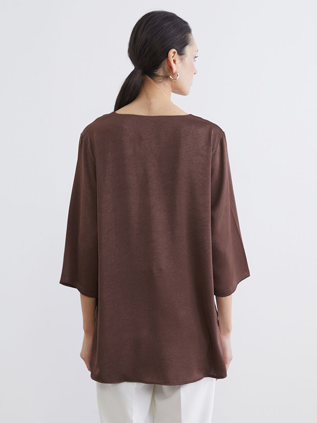 V Neck Oversize Satin Women's Tunic-4