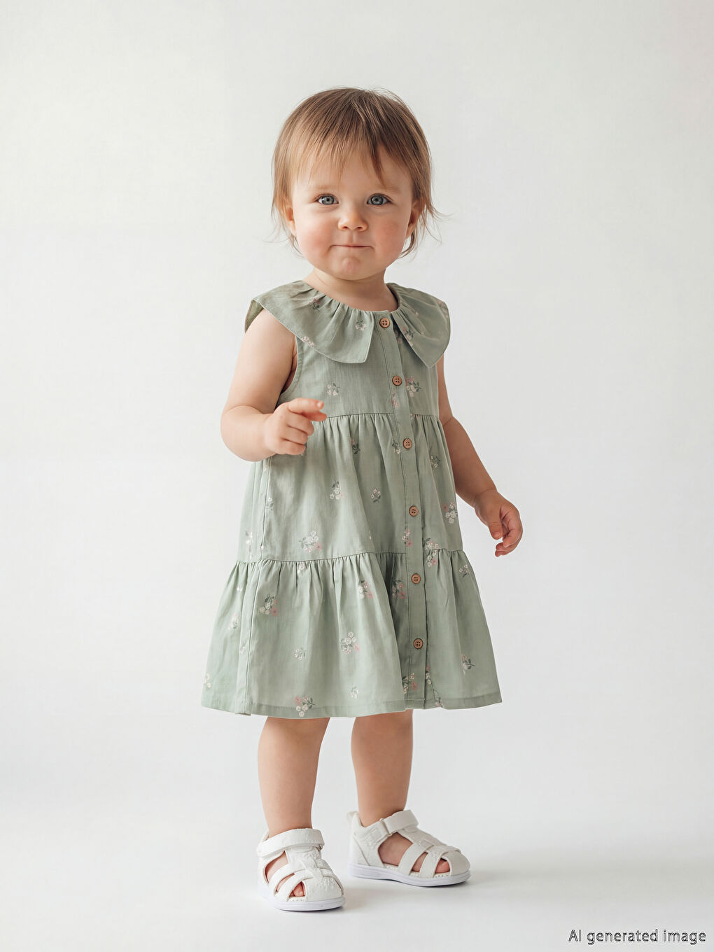 Peter Pan Collar Floral Baby Girls' Dress