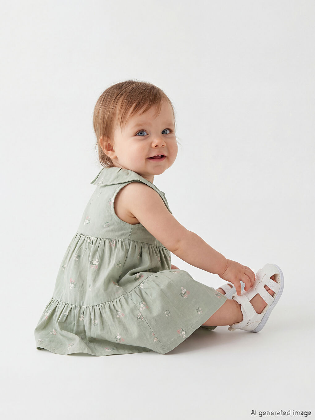 Peter Pan Collar Floral Baby Girls' Dress-1