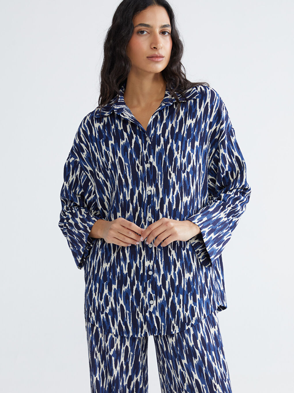 Patterned Oversize Women's Shirt