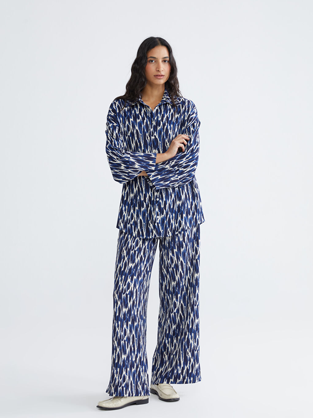 Patterned Oversize Women's Shirt-1