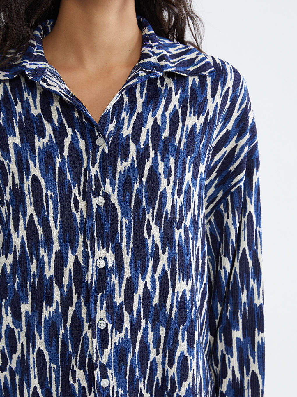 Patterned Oversize Women's Shirt-2