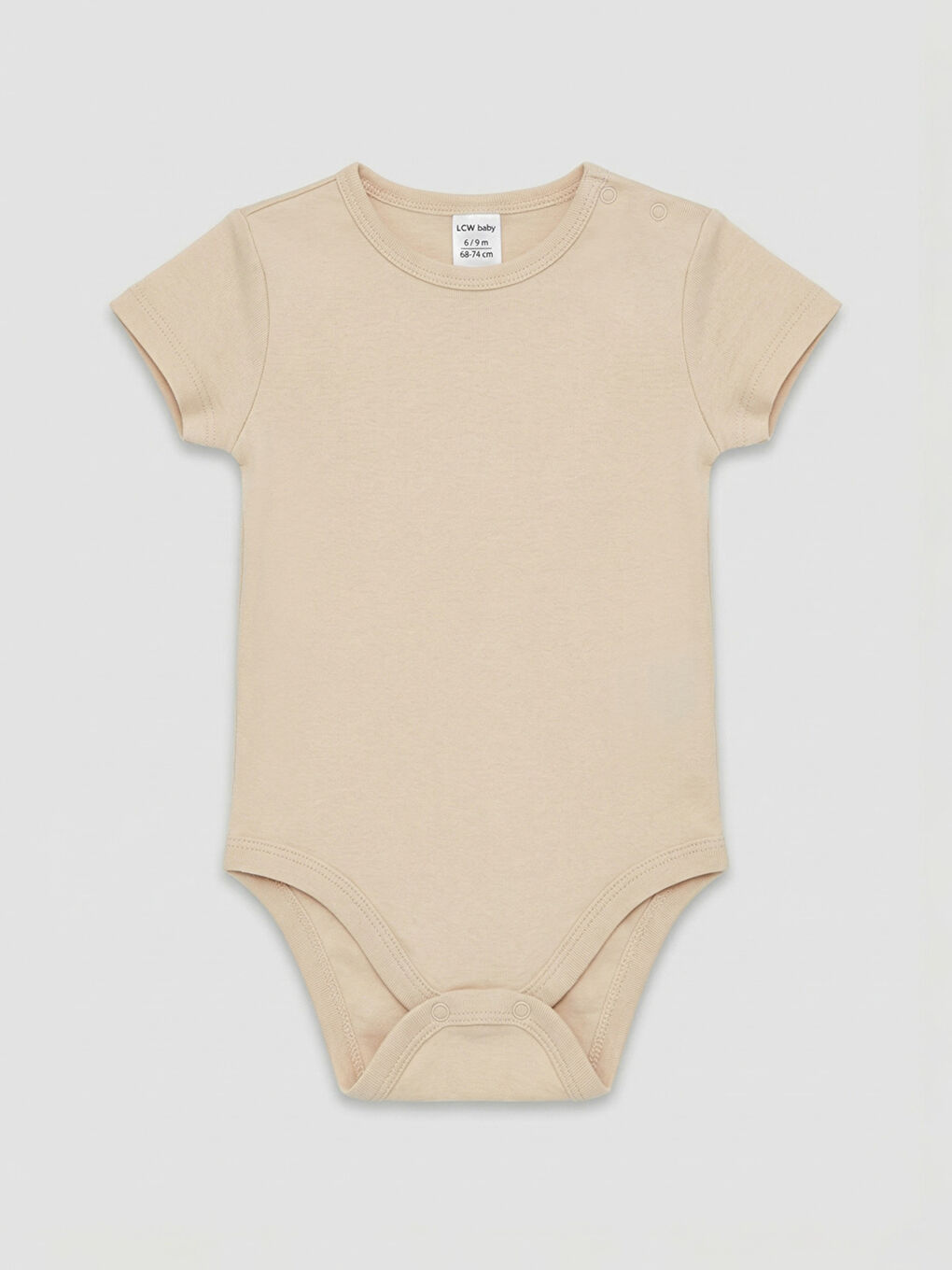 Bej Bisiklet Yaka Erkek Bebek Çıtçıtlı Body