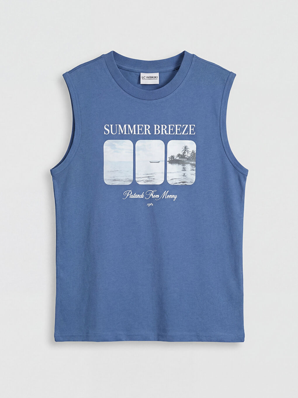 Mavi Bisiklet Yaka Baskılı Erkek Çocuk Atlet