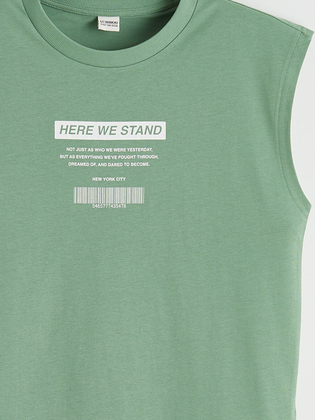 Yeşil Bisiklet Yaka NYC Baskılı Erkek Çocuk Atlet-2