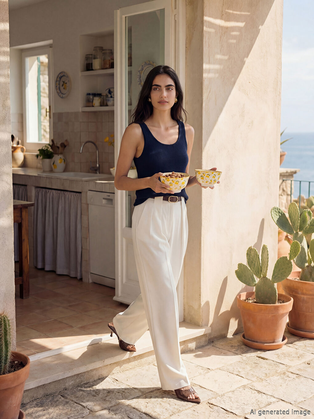 وعاء خزف صيني بطبعة ليمون، عبوة من قطعتين