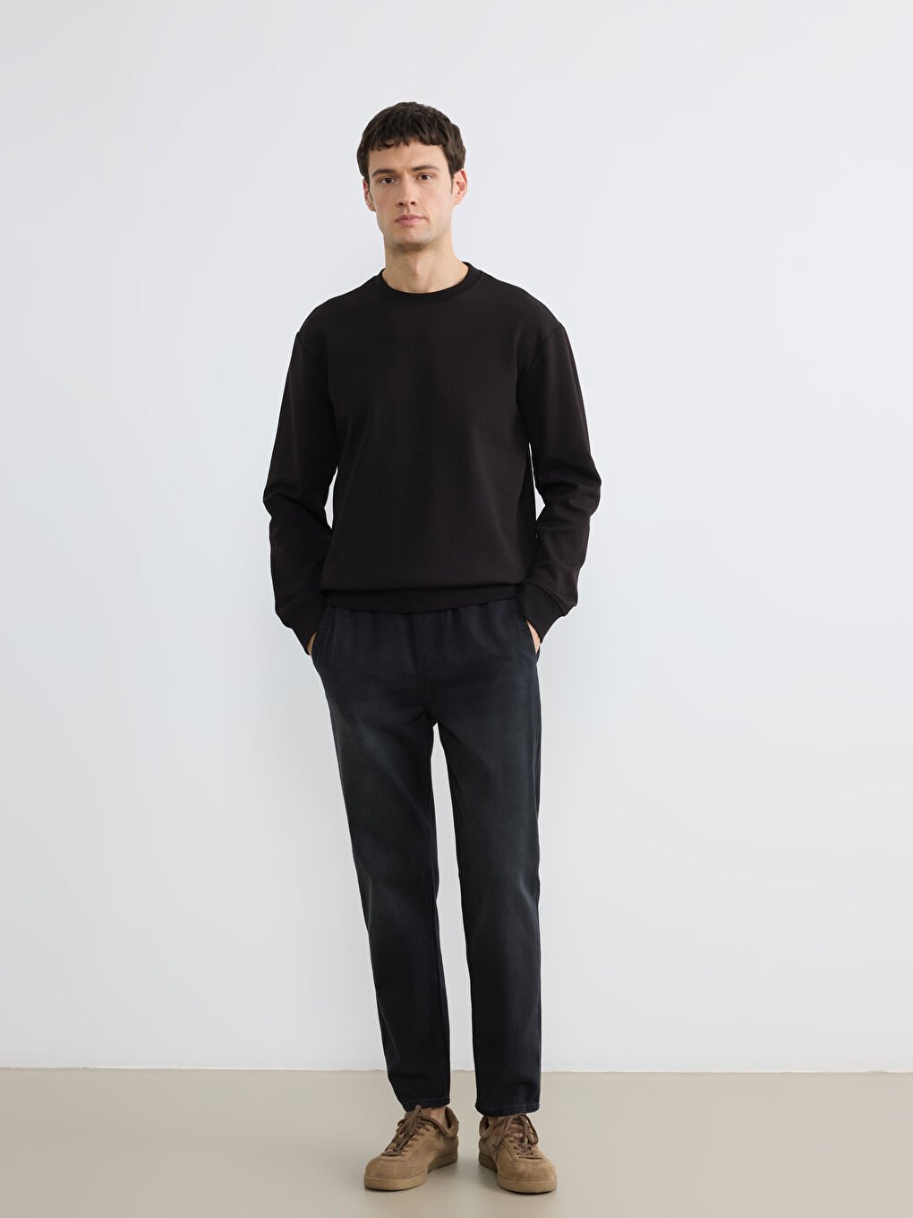 Siyah Straight Fit Erkek Jean Pantolon-1