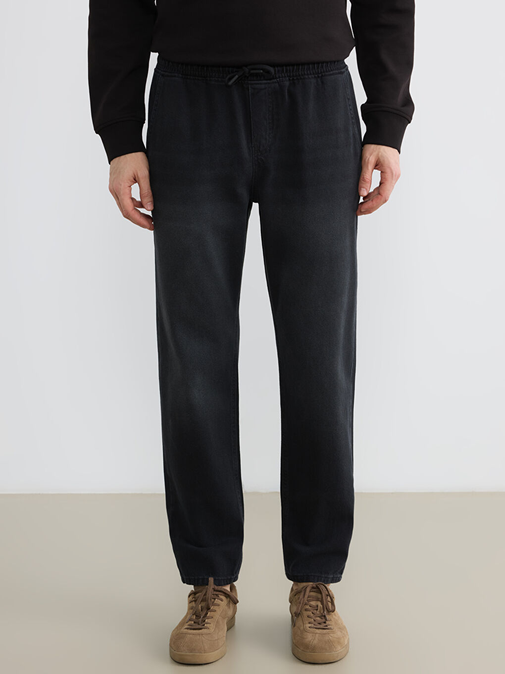 Siyah Straight Fit Erkek Jean Pantolon-2