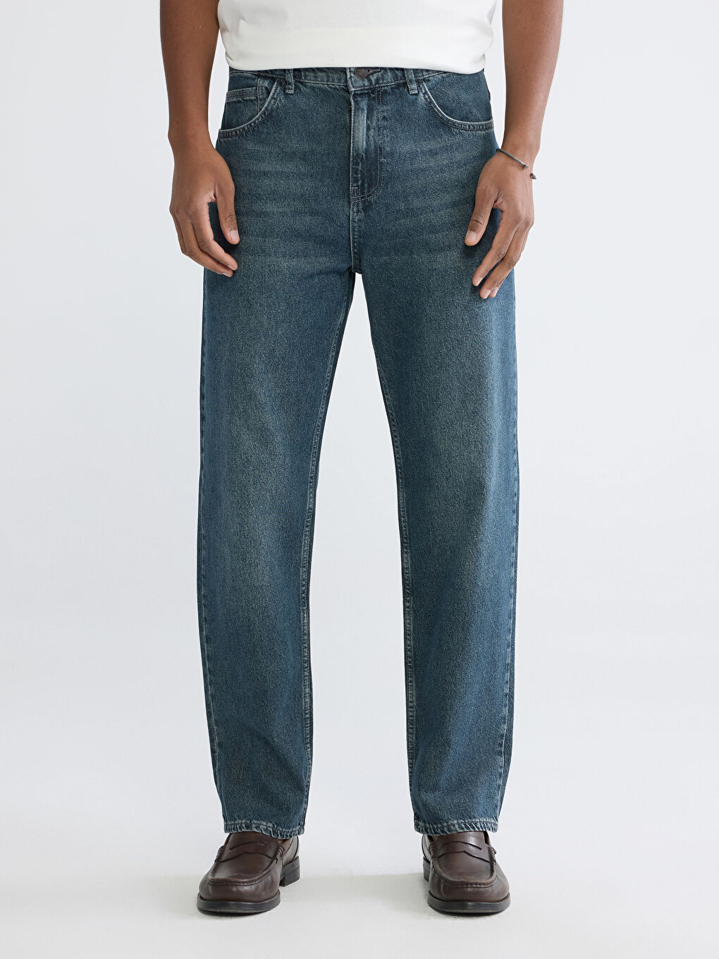 Yeşil 745 Baggy Fit Erkek Jean Pantolon-1