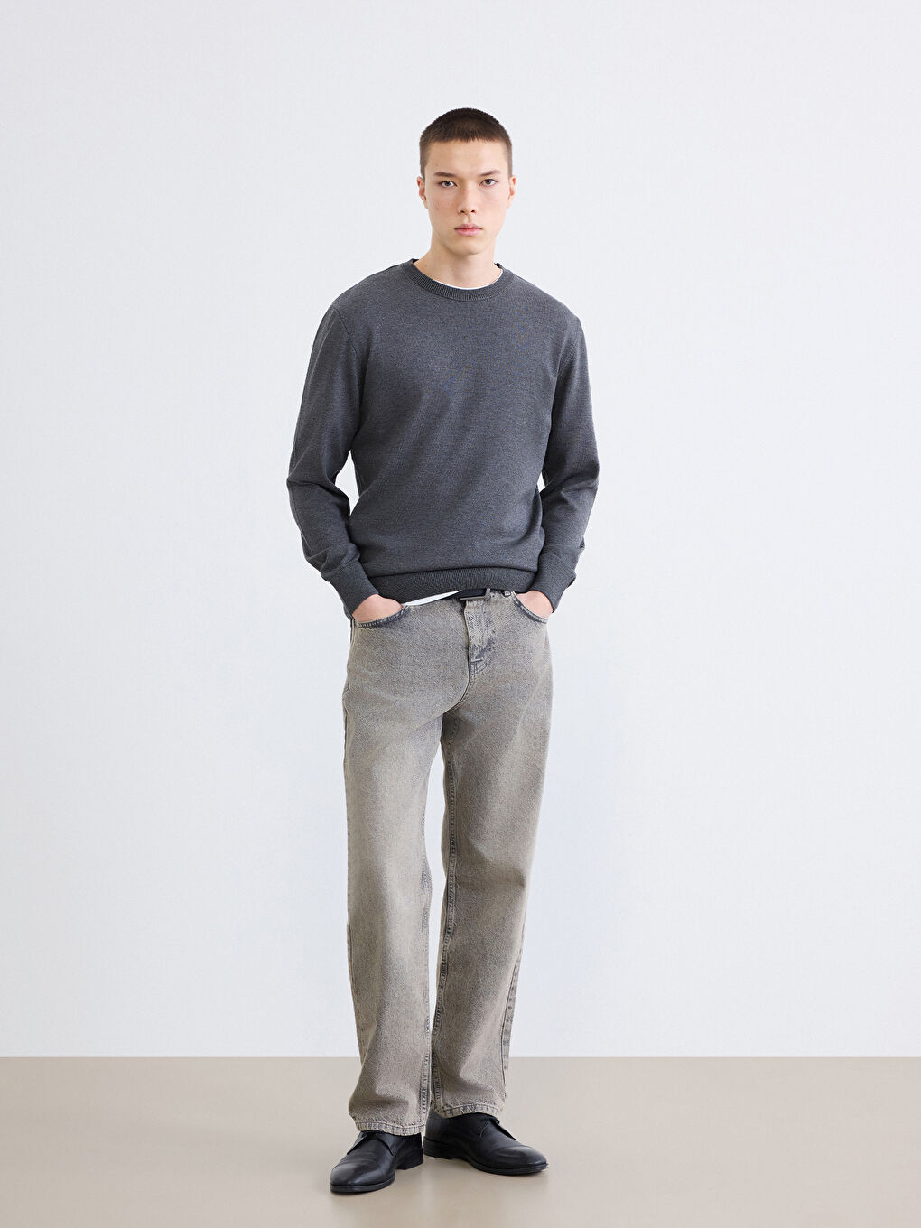 Gri 745 Baggy Fit Erkek Jean Pantolon