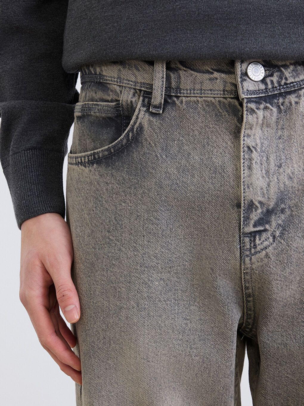 Gri 745 Baggy Fit Erkek Jean Pantolon-2