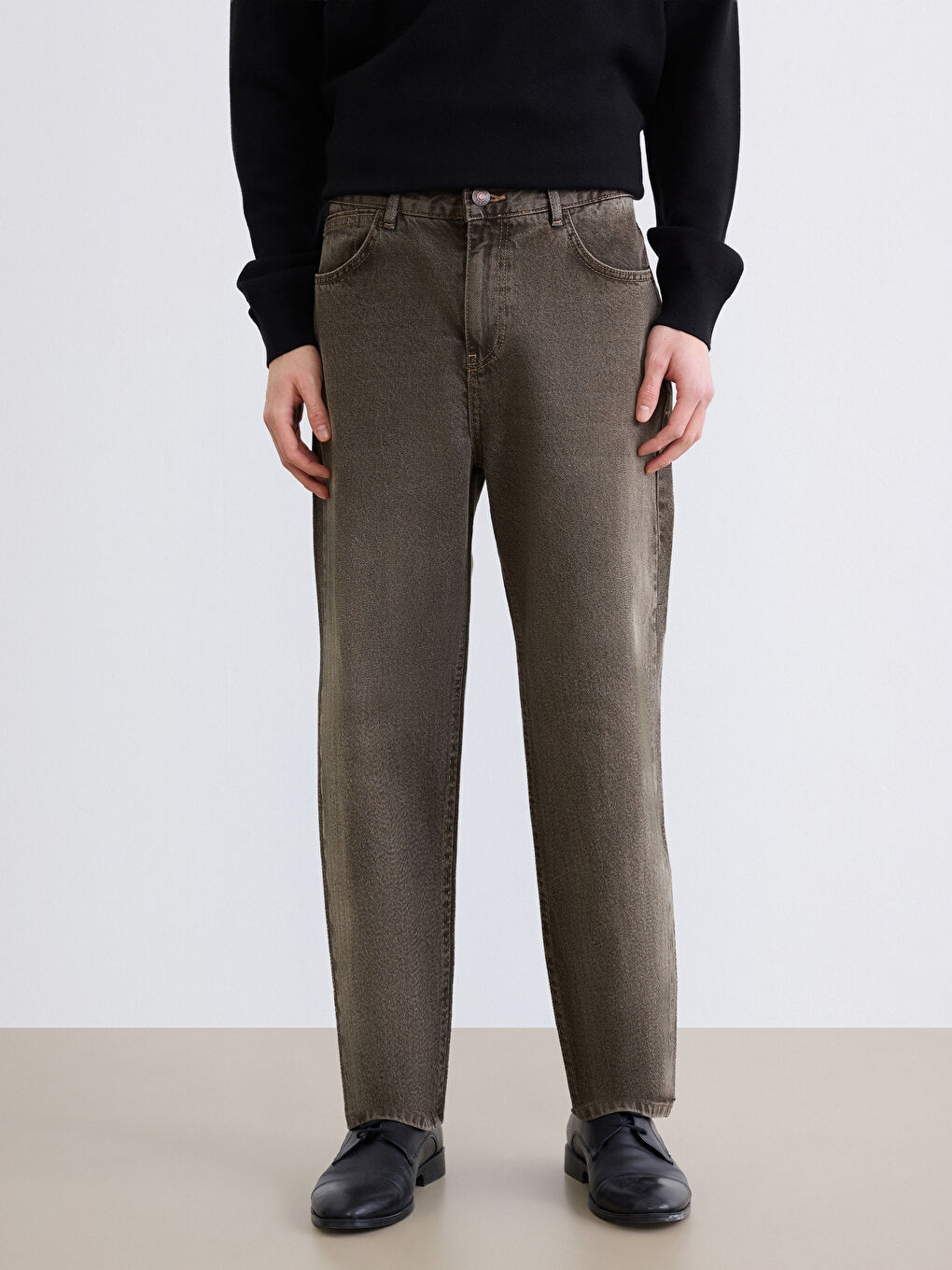 Kahverengi 745 Baggy Fit Erkek Jean Pantolon-1